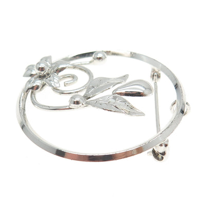D'OR 925 Sterling Silver Vintage Floral Leaf Pin Brooch / Pendant