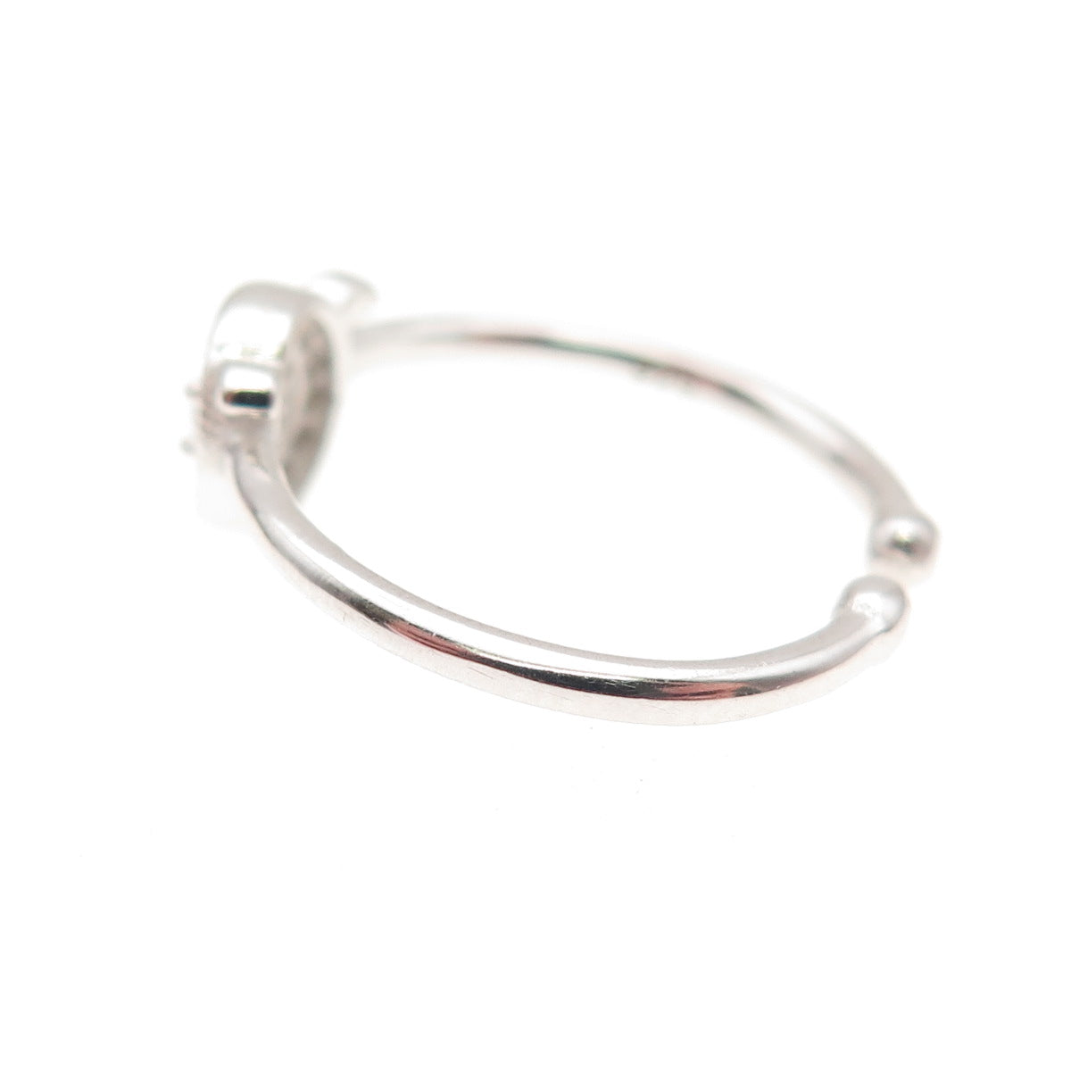 925 Sterling Silver Round-Cut C Z Adjustable Ring Size 5