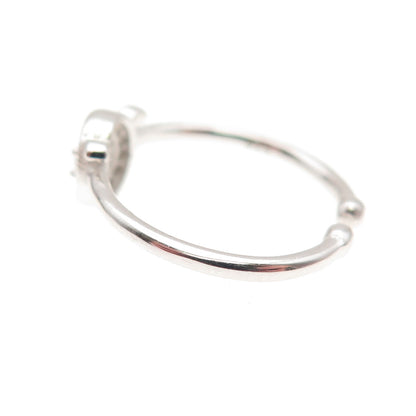 925 Sterling Silver Round-Cut C Z Adjustable Ring Size 5