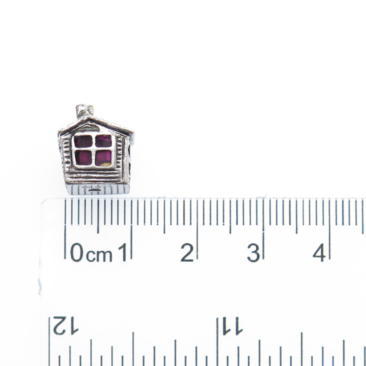 925 Sterling Silver Vintage Old House Oxidized Minimalist 3D Charm Pendant