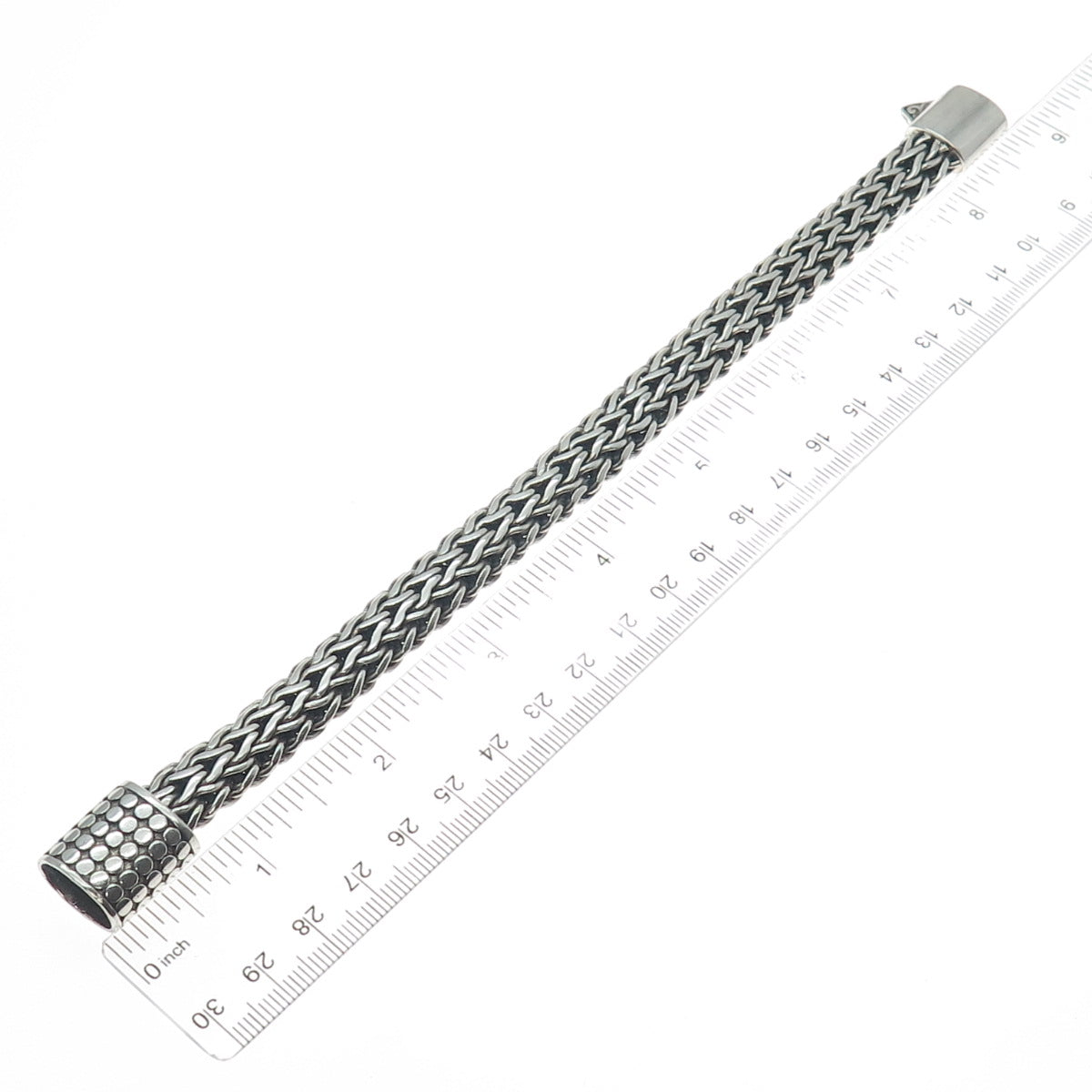 925 Sterling Silver Vintage Oxidized Solid 71.9g Spiga Link Bracelet 7"