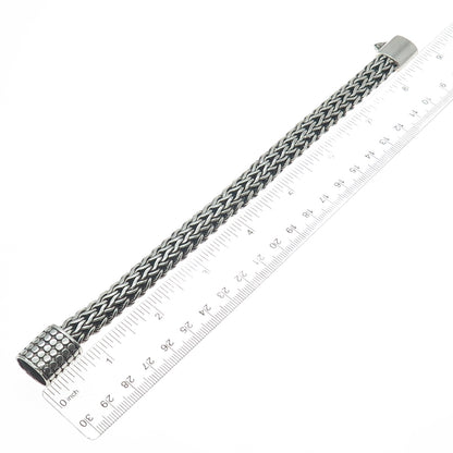 925 Sterling Silver Vintage Oxidized Solid 71.9g Spiga Link Bracelet 7"