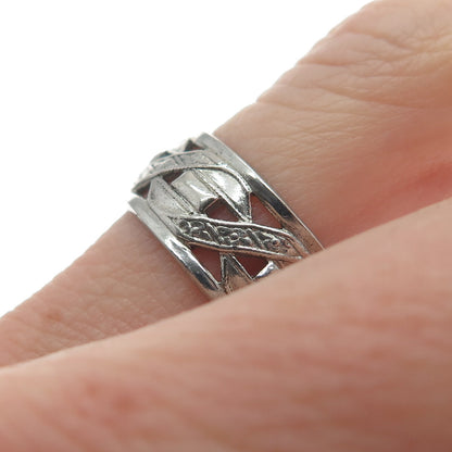 VARGAS 925 Sterling Silver Antique Art Deco Forget Me Not Flower Ring Size 6.25