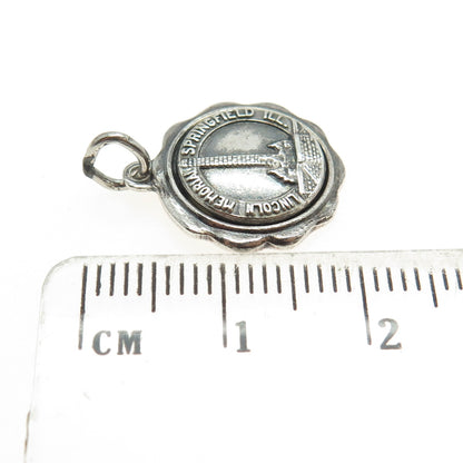 BATES & KLINKE 925 Sterling Silver Vintage Lincoln Memorial Springfield Pendant