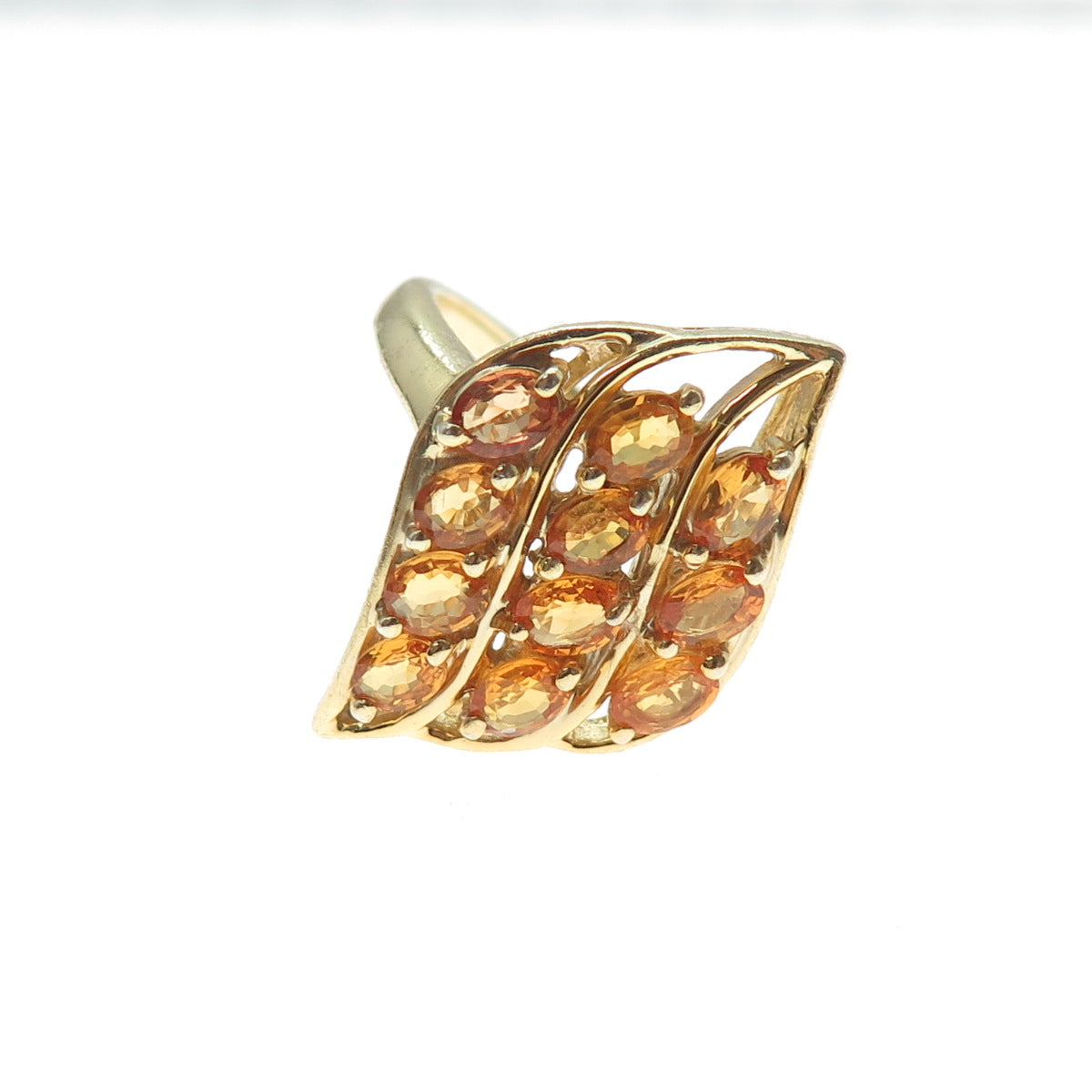 TGGC 925 Sterling Silver Gold Plated Real Yellow Sapphire Ring Size 7.25