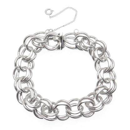 925 Sterling Silver Antique Art Deco Bismark Link Bracelet 7"