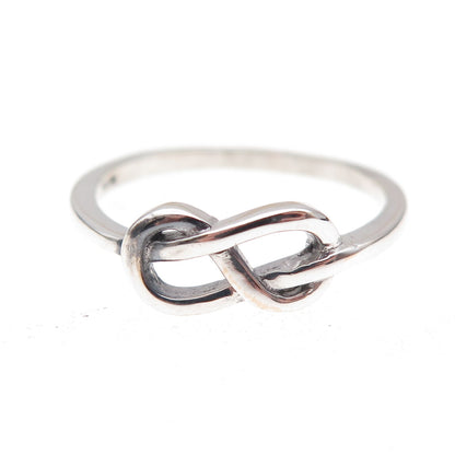 925 Sterling Silver Vintage Infinity Knot Oxidized Ring Size 7.75