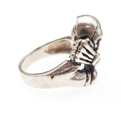 925 Sterling Silver Vintage Misfits Skeleton Skull Biker Ring Size 11.25