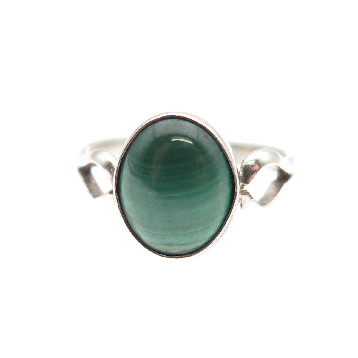 Old Pawn Sterling Silver Vintage Southwestern Malachite Tribal Ring Size 4.75