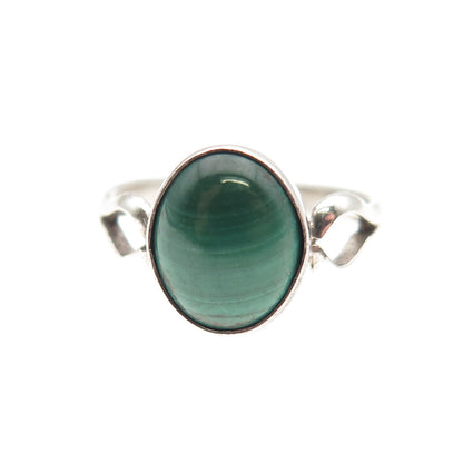 Old Pawn Sterling Silver Vintage Southwestern Malachite Tribal Ring Size 4.75