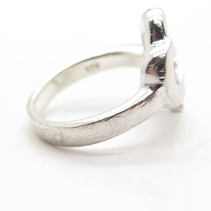 925 Sterling Silver Vintage Open Heart Ring Size 8