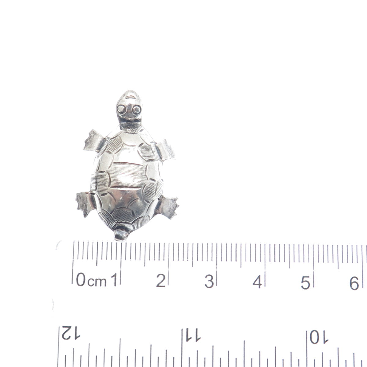 925 Sterling Silver Vintage Mexico Turtle Oxidized Pin Brooch