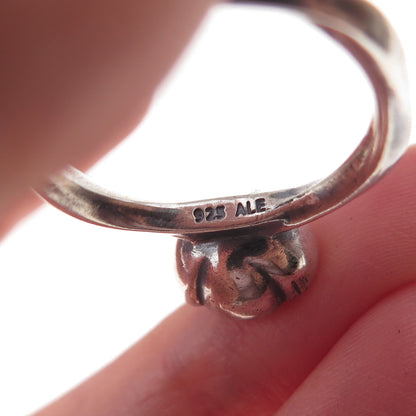Pandora 925 Sterling Silver Real Grey Pearl My Wish Flower Ring Size 8.5