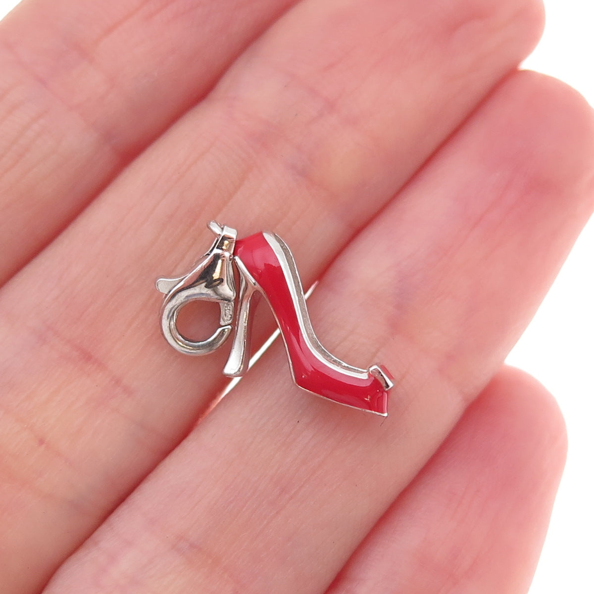 925 Sterling Silver Enamel High-Heel Shoe Lobster Lock Charm Pendant