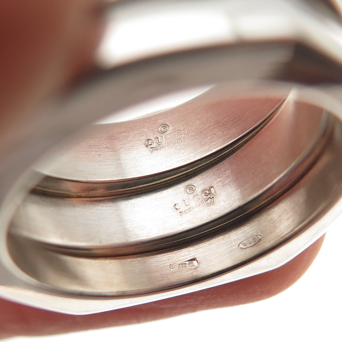 Gucci Sterling Silver Vintage Italy SET of 3 Hexagon Stackable Rings Size 8.75