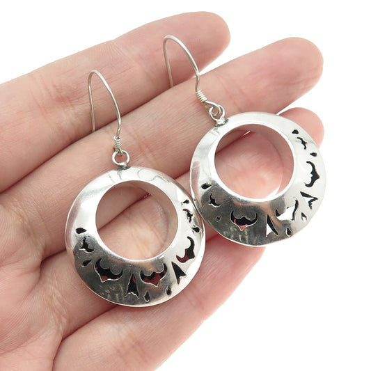 925 Sterling Silver Vintage Tribal Dangle Hook Earrings