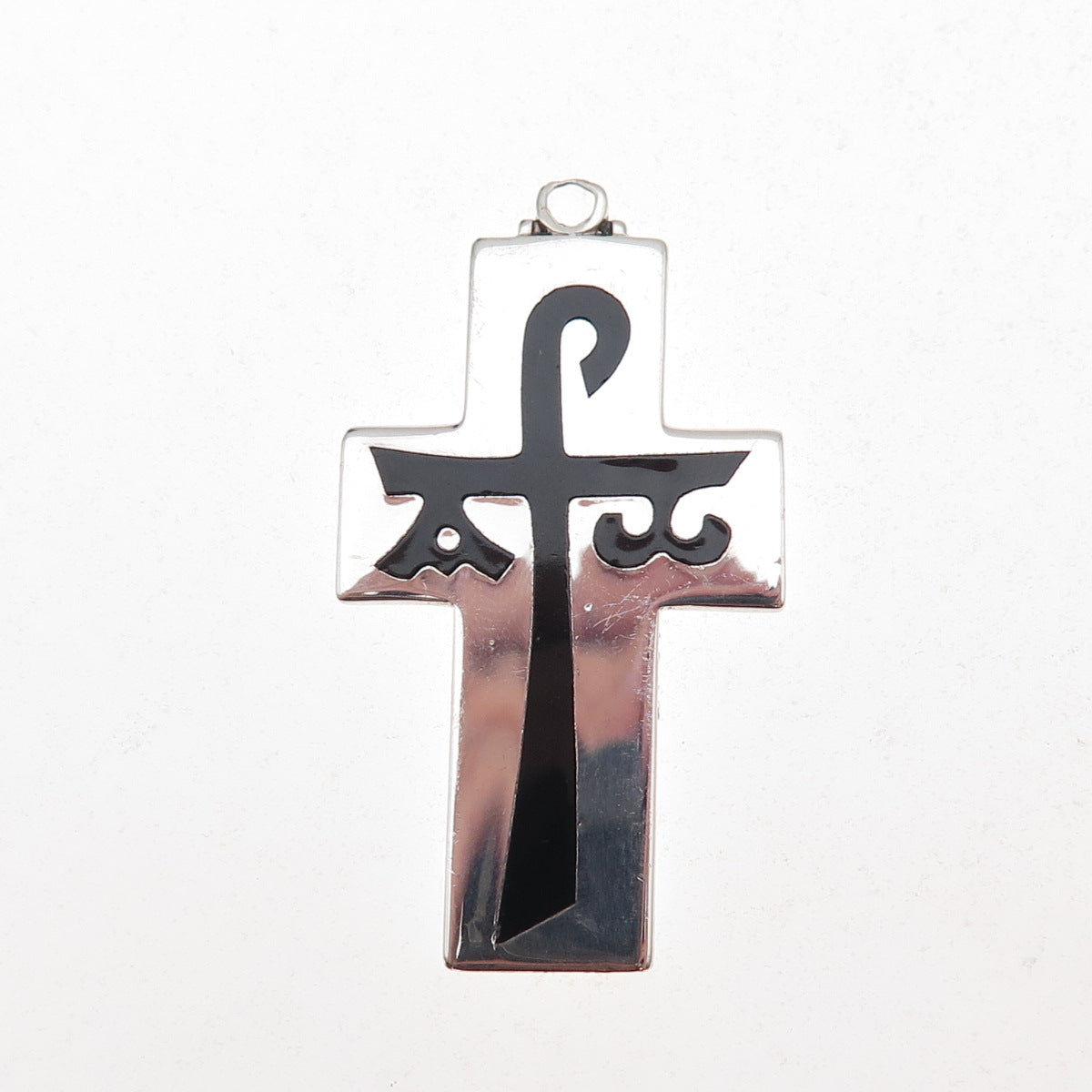 Creed 925 Sterling Silver Vintage Enamel Chi-Rho Cross Charm Pendant
