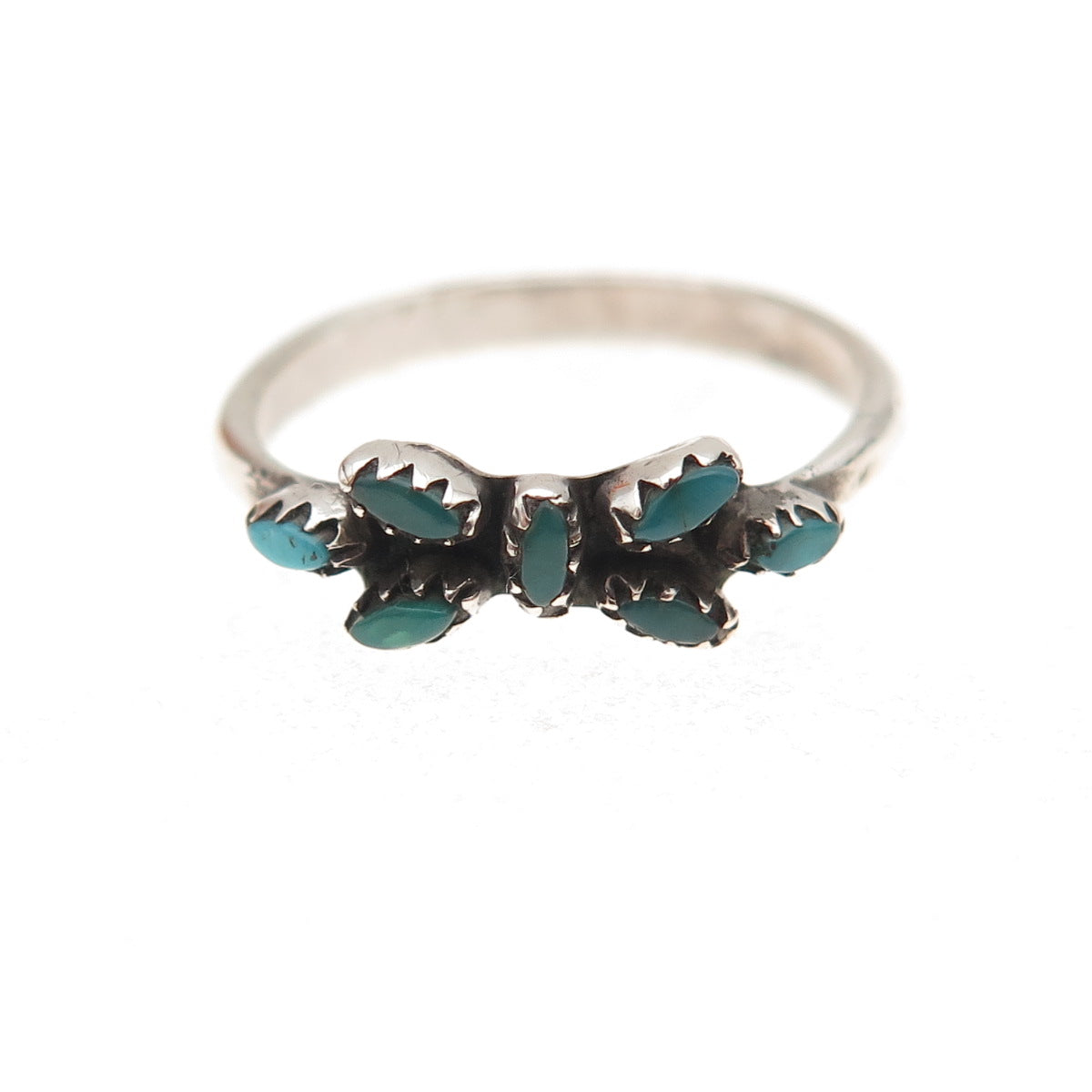 Old Pawn Sterling Silver Vintage Southwestern Turquoise Tribal Ring Size 4.75