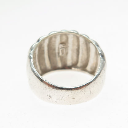 925 Sterling Silver Vintage Modernist Ribbed Dome Oxidized Ring Size 6.5