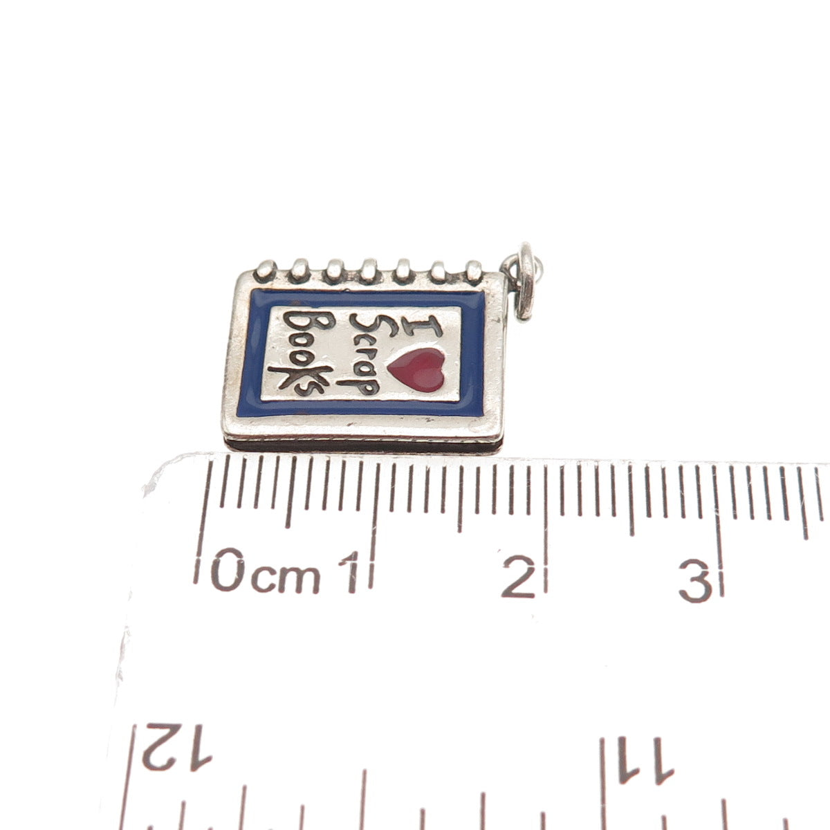 Shube 925 Sterling Silver Vintage Enamel I Love Scrapbooks Mini Charm Pendant