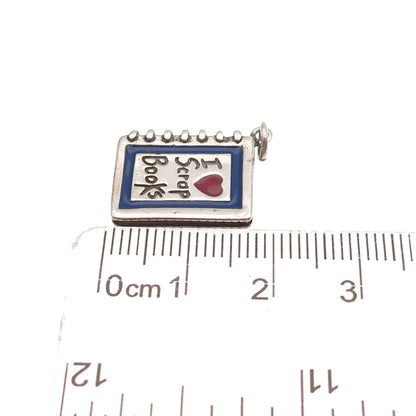 Shube 925 Sterling Silver Vintage Enamel I Love Scrapbooks Mini Charm Pendant