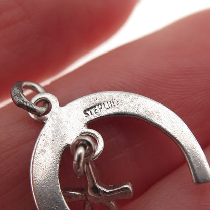 925 Sterling Silver Antique Art Deco Horseshoe Good Luck Mini Charm Pendant