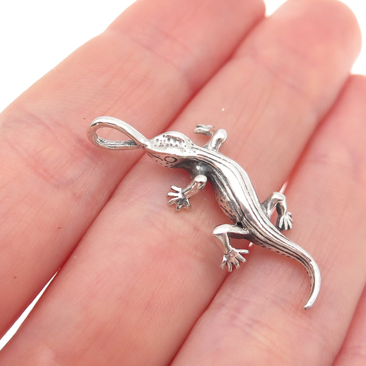 Charles Winston 925 Sterling Silver Vintage Lizard Oxidized 3D Charm Pendant
