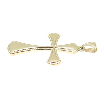 14K Yellow Gold Diamond-Cut Cross Religious Charm Pendant