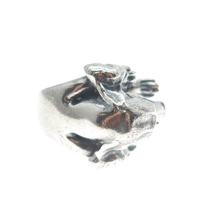 NOVE25 Sterling Silver Vintage Basset Hound Dog Adjustable Hug Ring Size 6.75