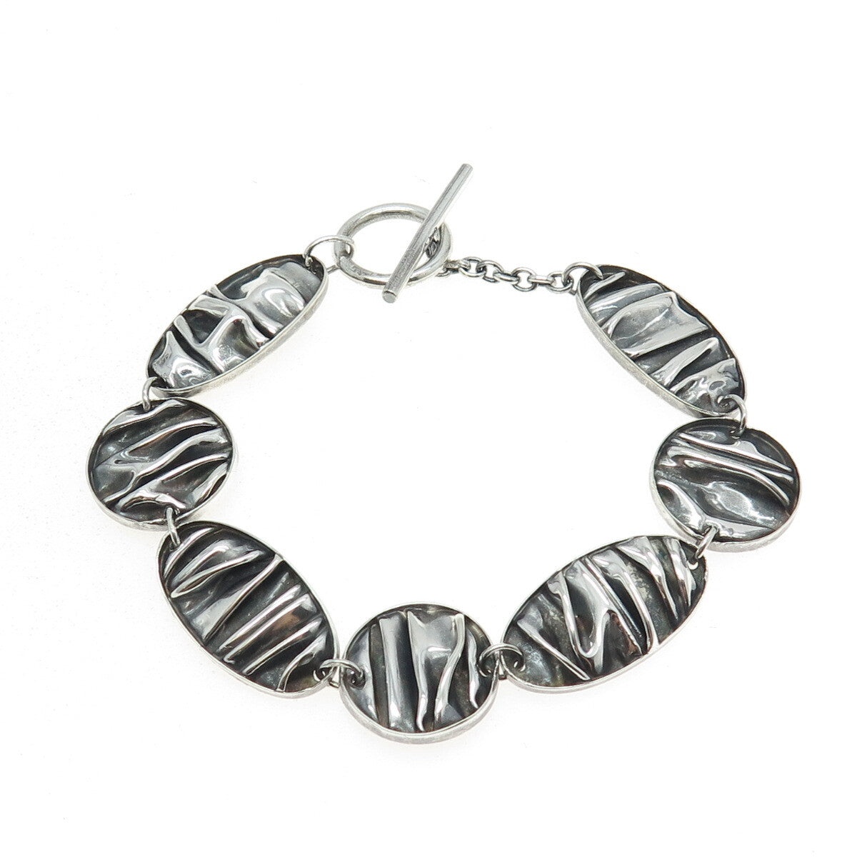 925 Sterling Silver Vintage Modernist Bracelet 7"