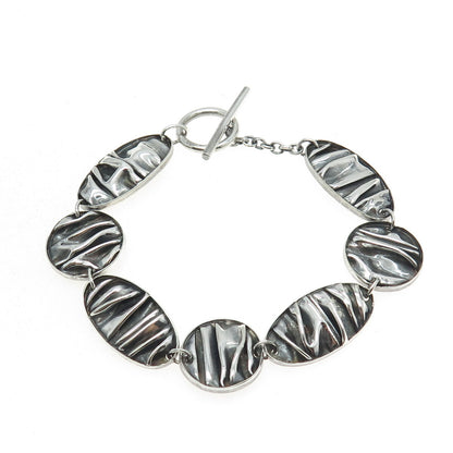 925 Sterling Silver Vintage Modernist Bracelet 7"