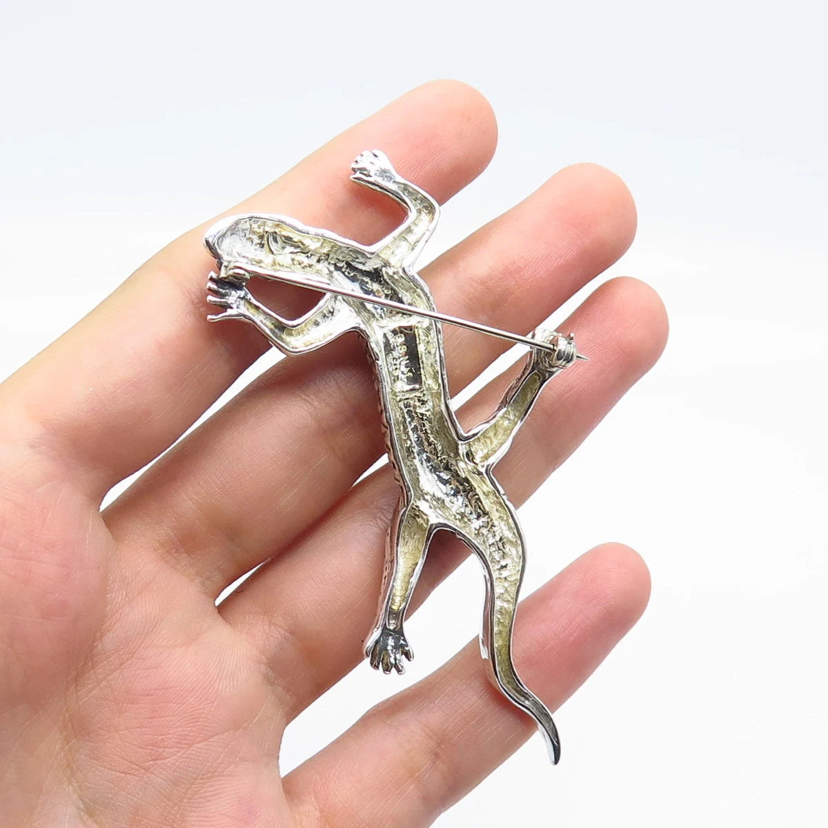 925 Sterling Silver Vintage Lizard Pin Brooch