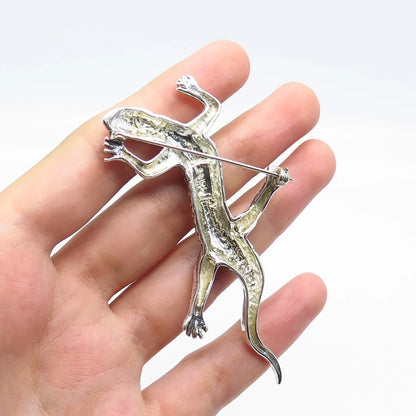 925 Sterling Silver Vintage Lizard Pin Brooch