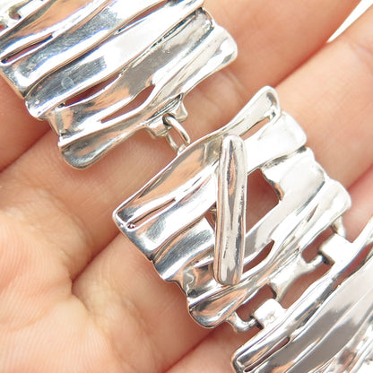 HAGIT GORALI 925 Sterling Silver Vintage Israel Modernist Panel Link Bracelet 6"