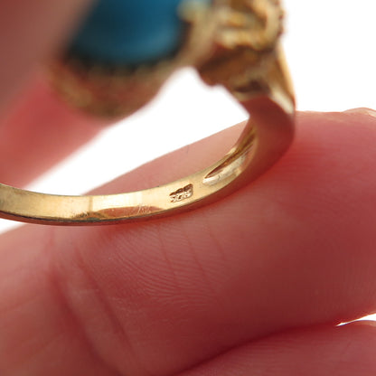 Chuck Clemency 925 Sterling Silver Gold Plated Real Turquoise Ring Size 8.25