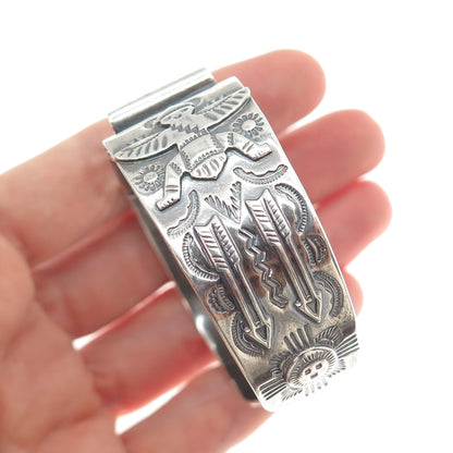 Old Pawn 925 Sterling Silver Vintage Adjustable Watch Band Tribal Bracelet 6.5"