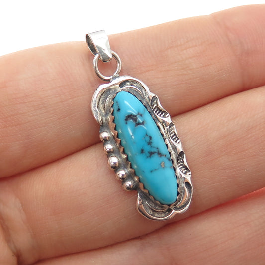 Old Pawn Sterling Silver Vintage Southwestern Morenci Turquoise Charm Pendant