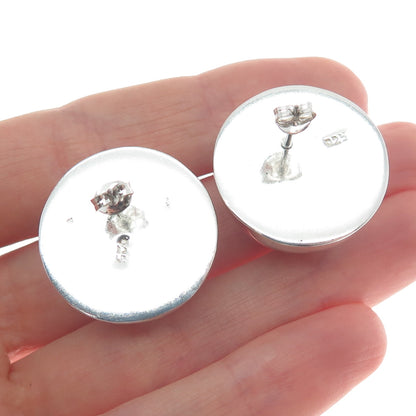 925 Sterling Silver Vintage Half Ball Modernist Earrings