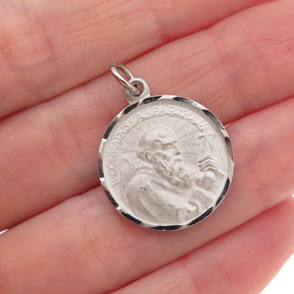 925 Sterling Silver Filled Vintage Saint John Eudes Mini Charm Pendant