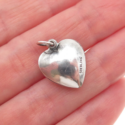 925 Sterling Silver Antique Art Deco Chatelaine Floral Heart Mini Charm Pendant