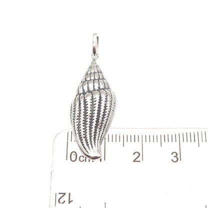 925 Sterling Silver Vintage Seashell Oxidized Charm Pendant