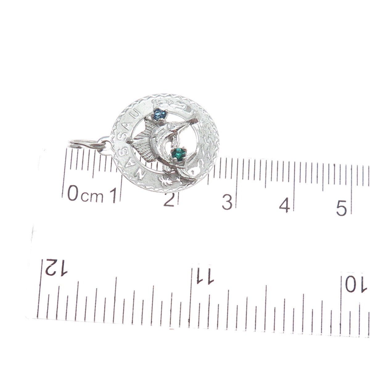 CREA 925 Sterling Silver Vintage Rhinestone Nassau Minimalist Charm Pendant