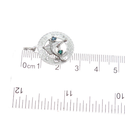 CREA 925 Sterling Silver Vintage Rhinestone Nassau Minimalist Charm Pendant