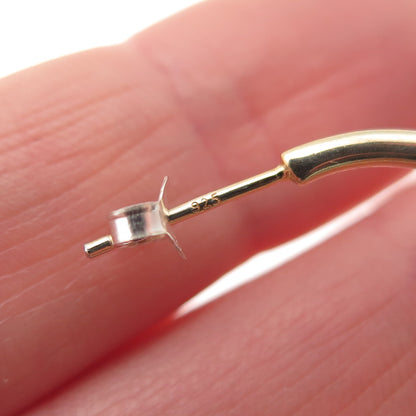 925 Sterling Silver Gold Plated Real Turquoise Beads Hoop Earrings