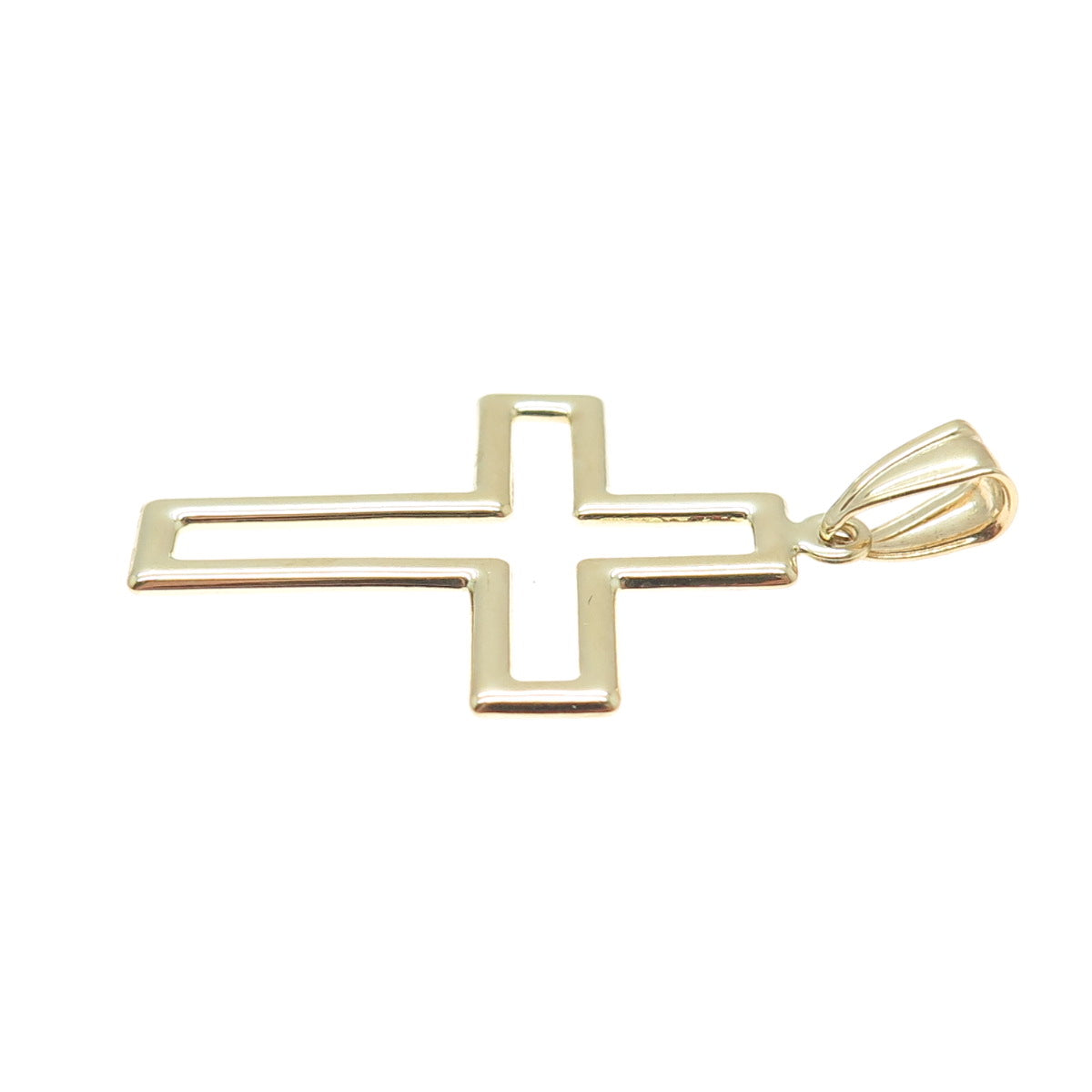 14K Yellow Gold Open Cross Religious Charm Pendant