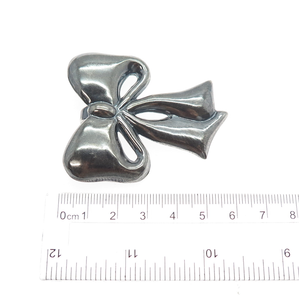 925 Sterling Silver Vintage Mexico Ribbon Bow Oxidized Pin Brooch / Pendant