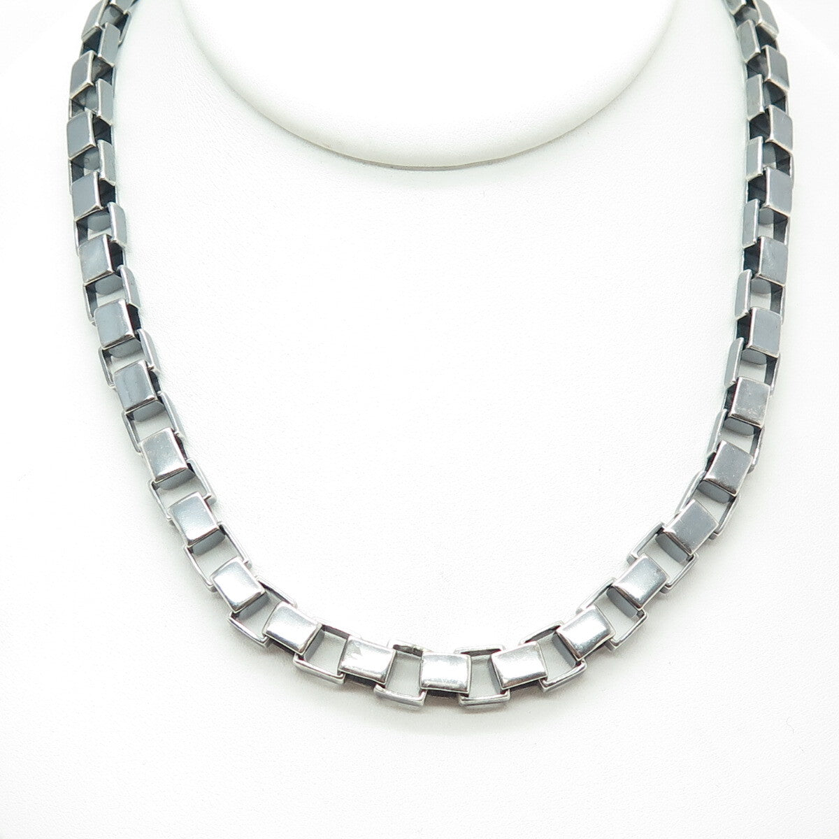 COACH 925 Sterling Silver Vintage Large Box Chain Oxidized Necklace 16"