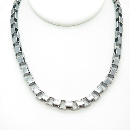 COACH 925 Sterling Silver Vintage Large Box Chain Oxidized Necklace 16"
