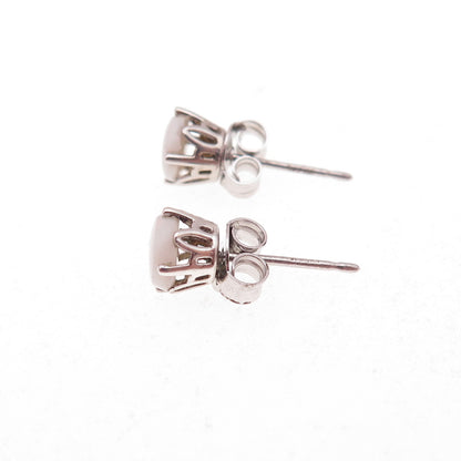 925 Sterling Silver Real Round-Cut Opal Stud Earrings