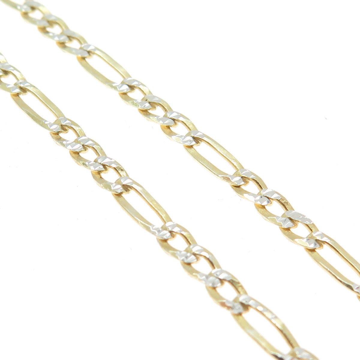 P. LUX 925 Sterling Silver 2-Tone Italy Diamond-Cut Figaro Link Bracelet 8.25"